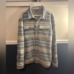 Eddie Bauer Gray and Cream Striped Button Down Jacket, Men’s size XL
